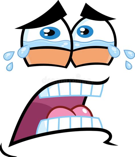 Crying Cartoon Funny Face With Tears And Expression Stock Vector