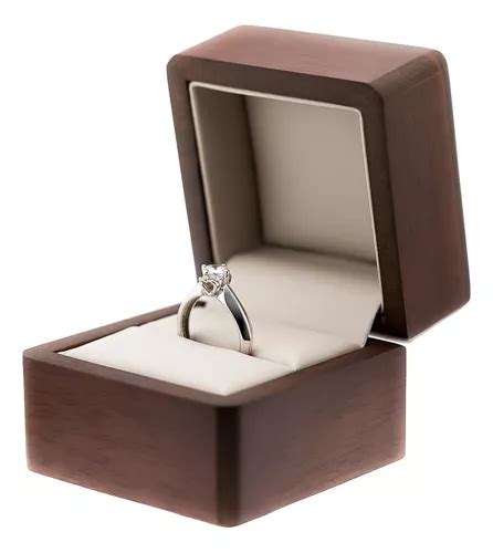 Estuche De Madera Nogal Para Anillos Compromiso Promesa Boda