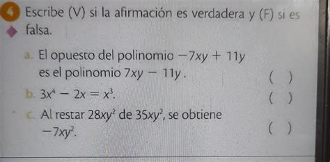 Escribe V Si La Afirmaci N Es Verdadera Y F Si Es Falsa Justifica Tu