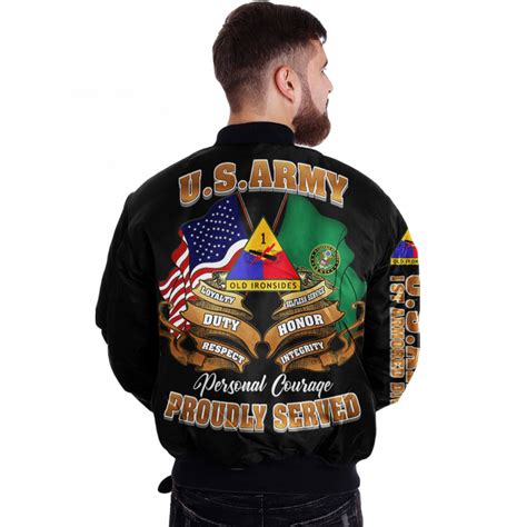 US Army 1st Armored Division Over Print Jacket - Familyloves.com