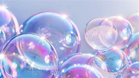 Premium Photo Mesmerizing Iridescent Soap Bubbles On A Shimmering