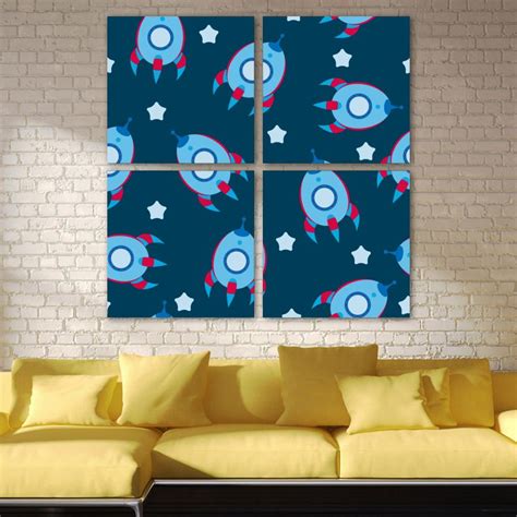 Ownta Galaxy Spaceship Rocket Pattern Pc Frameless Canvas Wall Art