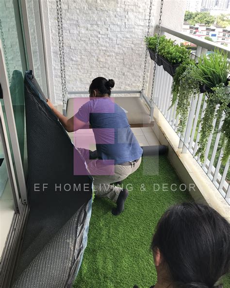 Balcony Makeover With Artificial Grass & Plants - EF Decor Sdn Bhd