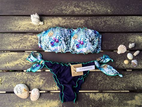 PINEAPPLE Bikini Set Bandeau Top Woman Swimwear Handmade Etsy
