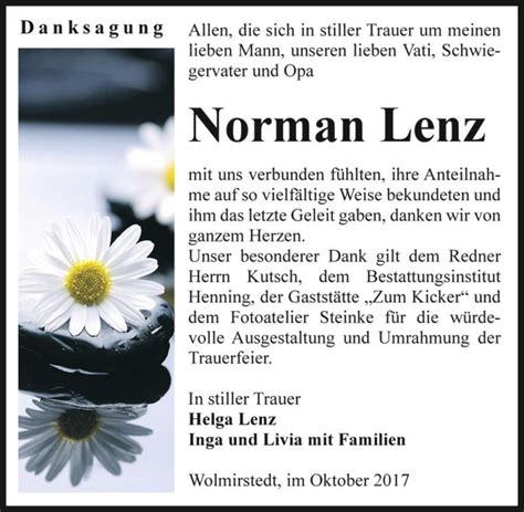 Traueranzeigen Von Norman Lenz Abschied Nehmen De