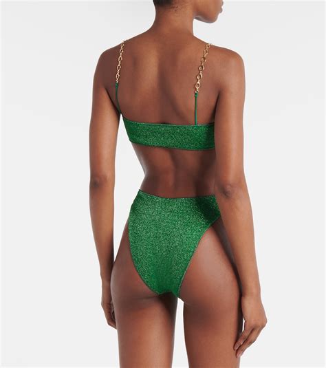 Lumière O Chain lamé bikini in green Oseree Mytheresa