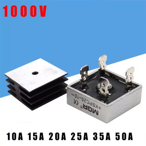 1000V METAL CASE Single Phase Diode Bridge Rectifier Heatsink 10 15 20