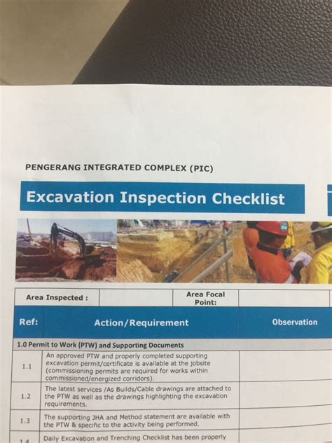 Excavation Inspection Checklist SafetyCulture