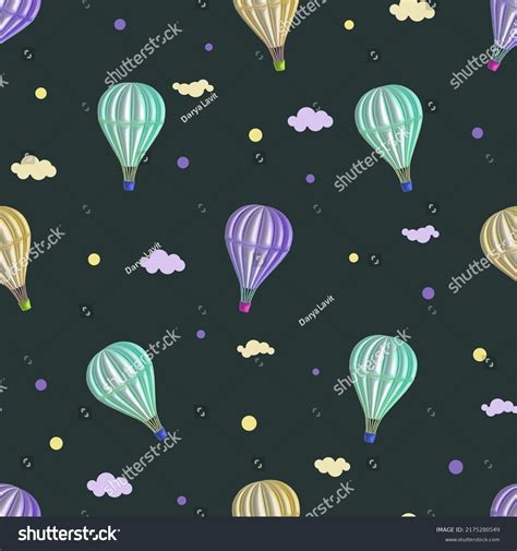 Vector Seamless Pattern Hot Air Balloon Stock Vector Royalty Free Shutterstock