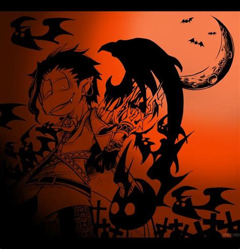 An Orange Background With Black Silhouettes Of Two People And Bats