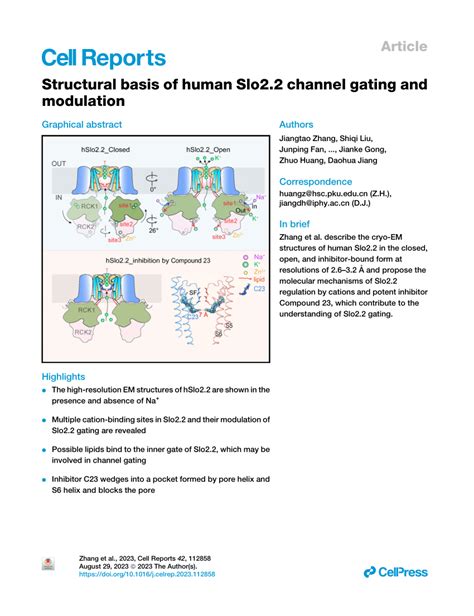 Pdf Structural Basis Of Human Slo Channel Gating And Modulation