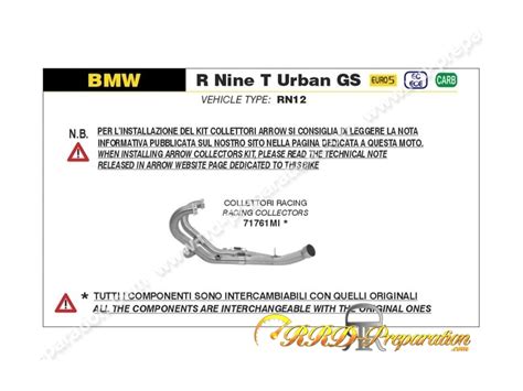 Collecteur D Chappement Arrow Racing Pour Bmw R Nine T Urban Gs De