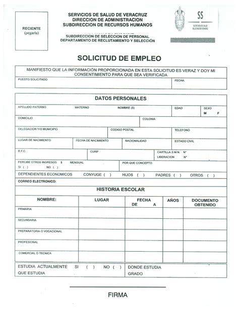 Formato Carta Solicitud De Empleo Ver Gratis