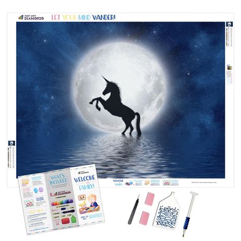 "Unicorn Against The Moon" Diamond Painting Kit (Full Drill) – Paint ...