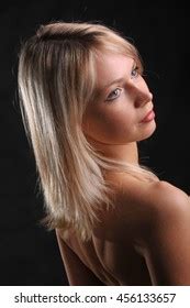 Beautiful Nude Blonde On Black Background Stock Photo Shutterstock