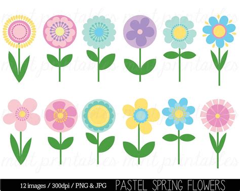 Flower Clipart Clip Art Spring Flower Clipart Clip (Download Now) - Etsy