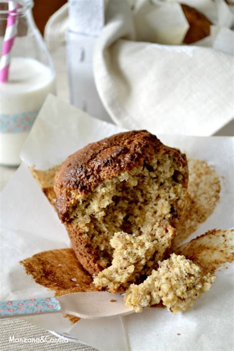 Manzana Canela Muffins de plátano y avena sanos y deliciosos