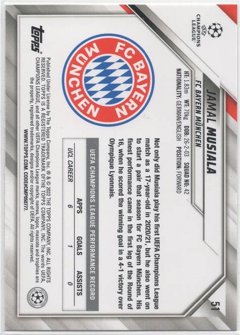 Mavin Topps Uefa Jamal Musiala Sparkle Foil Bayern