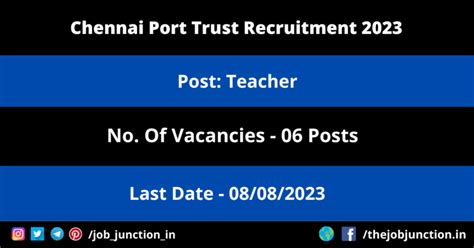 Chennai Port Trust Teacher Recruitment 2023 JOB JUNCTION