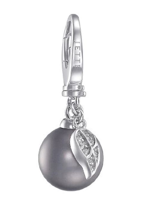 JETTE Charms Damen Charm Perle Mit Flügel 925er Silber 1