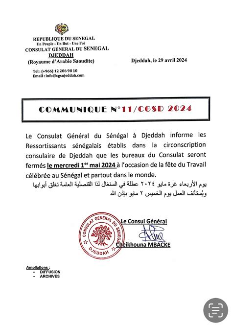 Mercredi Premier Mai Jour F Ri Au S N Gal Consulat G N Ral De