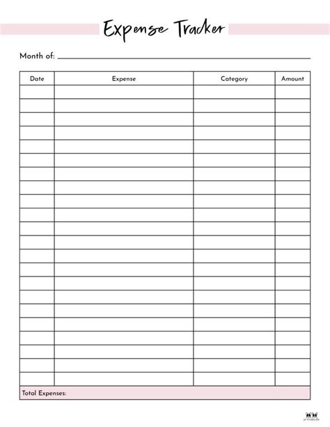 Expense Tracker Printables Free Options Printabulls Expense