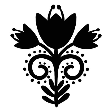 Design Png E Svg De Arte Escandinava Floral Folk Arte Preto Para Camisetas