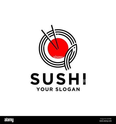 Japanese Sushi Seafood Logo Design Vector Chopstick And Bowl Template