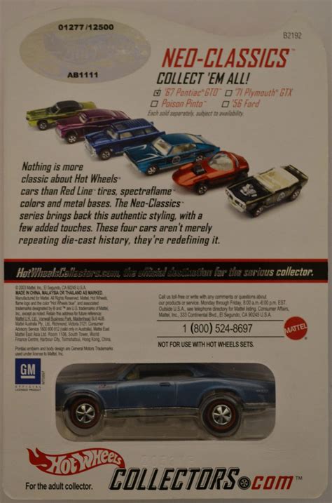 Hot Wheels 67 Pontiac Gto Light Blue 1 Of 4 Redline Tires Hw Neo