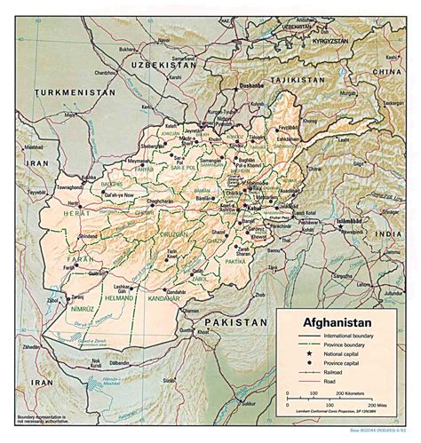 Large political and administrative map of Afghanistan with relief ...