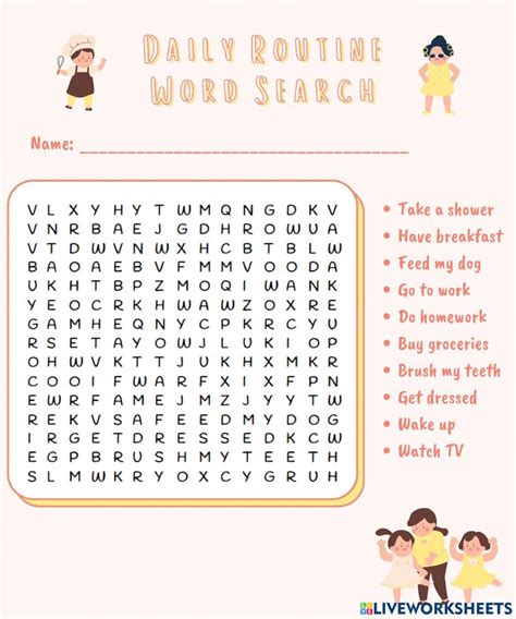 Daily Routine Word Search Worksheet Daily Routine Daily Routine