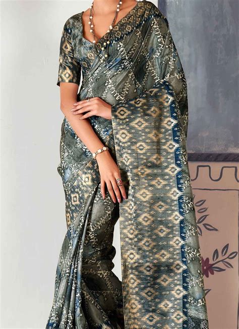 Buy Indian Ethnic Clothing Pongal Grey Sarees