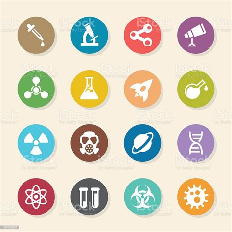Science Icons Color Circle Series Stock Illustration Download Image