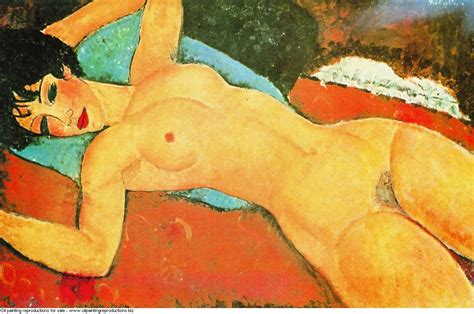 Reclining Nude On A Blue Cushion Red Nude Amedeo Modigliani Oil