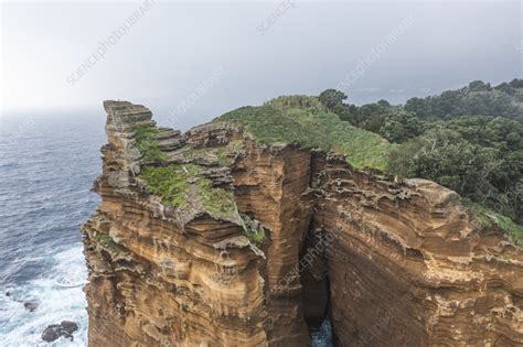 Aerial View Of Ilheu De Vila Franca Do Campo Azores Islands Stock