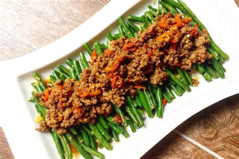 Resep Tumis Kacang Panjang Dengan Siraman Daging Cincang Rinaresep