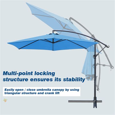 Devoko 10 Ft Patio Offset Cantilever Umbrella Outdoor Market Hanging Umbrellas With Crank