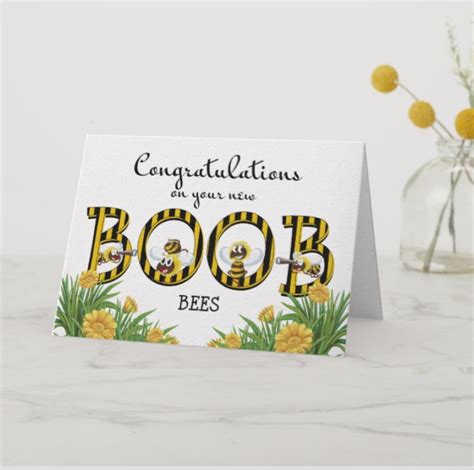 Boobs Boob Bees Boob Job Congratulations Card Someone Etsy