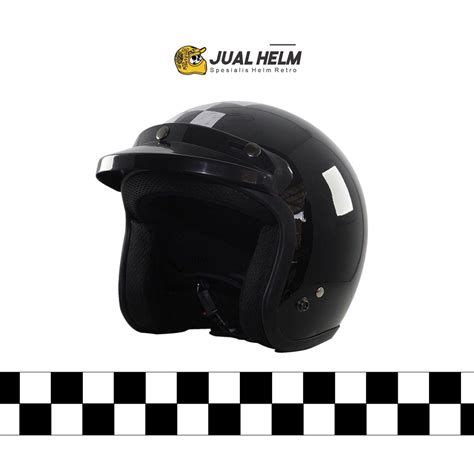 Jual Helm Retro Sada Checkered Black Helm Classic Helm Klasik