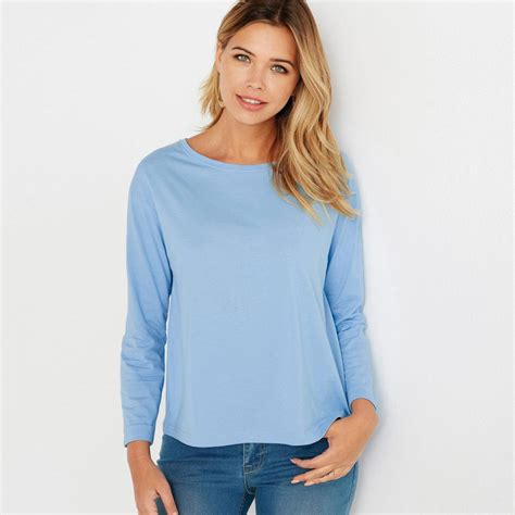 Tee Shirt Carr Manches Longues Femme Bleu Suisses