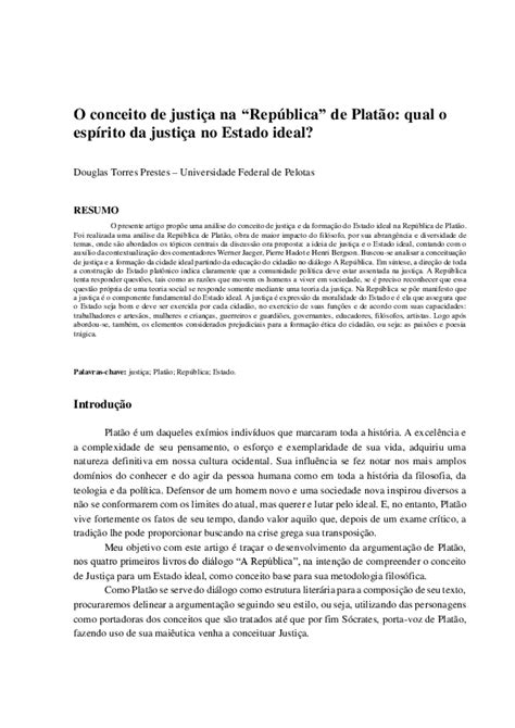 Pdf O Conceito De Justiça Na República De Platão Qual O Espírito