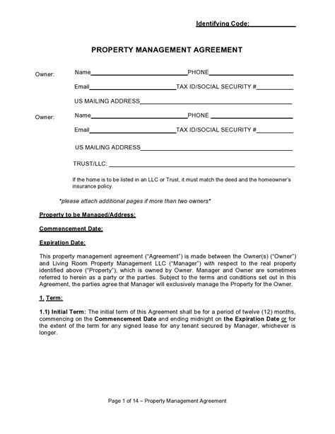 Free Management Agreement Template