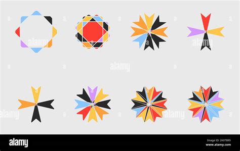 Set Of Geometric Logos Space Explosion Dazzling Flash Modern Bold