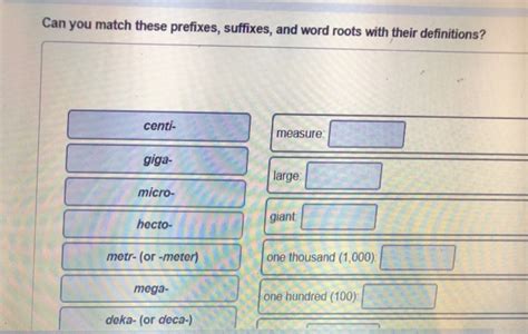 Can you match these prefixes, suffixes, and word | Chegg.com