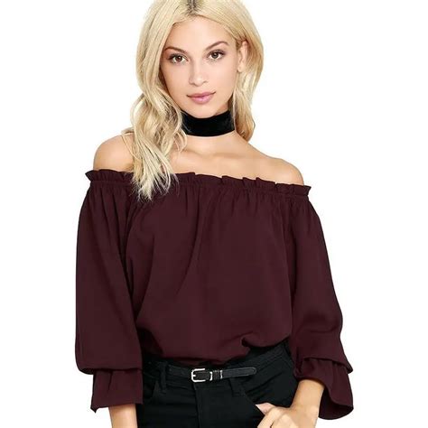 Buy Elegant Sexy Off Shoulder Blouses Women 2017 Slash