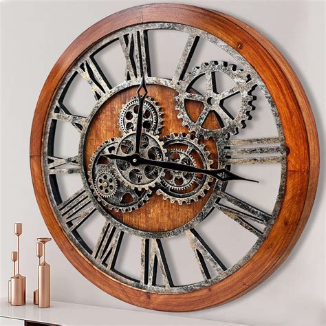 The B Style Large Real Moving Gears Wall Clock Inch Rustic Retro