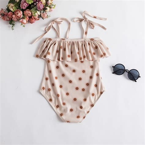 Summer Baby Girl Swimsuit Unicorn Flamingo Wave Dot Pattern Sling One Piece Bikini Water Park