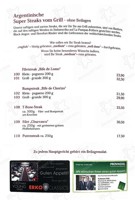 Speisekarte Von Hotel Restaurant D Lmener Hof D Lmen Halterner Str