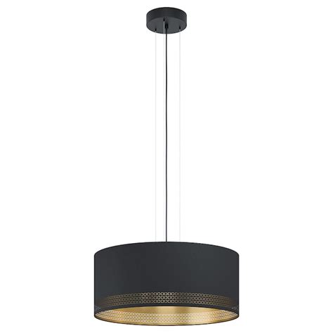 Eglo Esteperra 3 Light Black Transitional Drum Medium Hanging Pendant Light In The Pendant