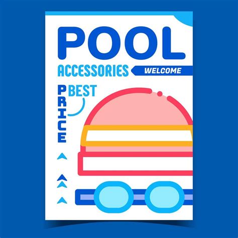 Pool Accessories Shop Creative Promo Poster Vector Vector Art